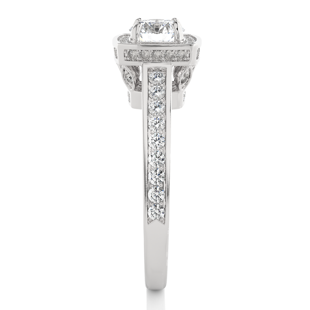 1.42 CT Round Diamond Halo Lab Grown Ring with 117 Stones