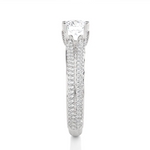 Load image into Gallery viewer, 1.13 CTW Round Lab-Grown Diamond Engagement Ring with Four-Row Pave Set E-F / VVS-VS
