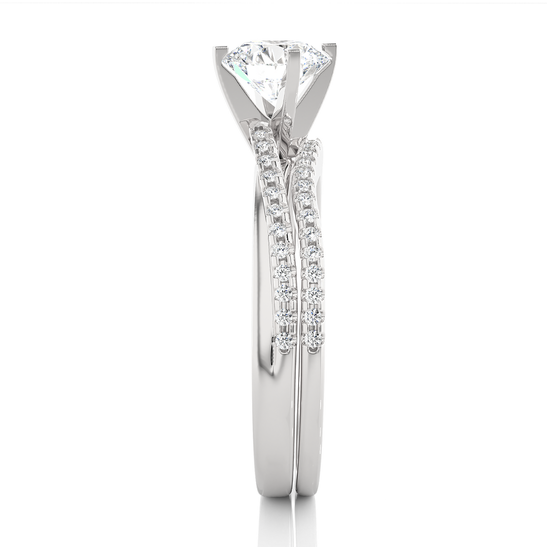 0.72 CT Round Lab Grown Diamond Half Eternity Matching Wedding Band | 52 Stone Gold Band