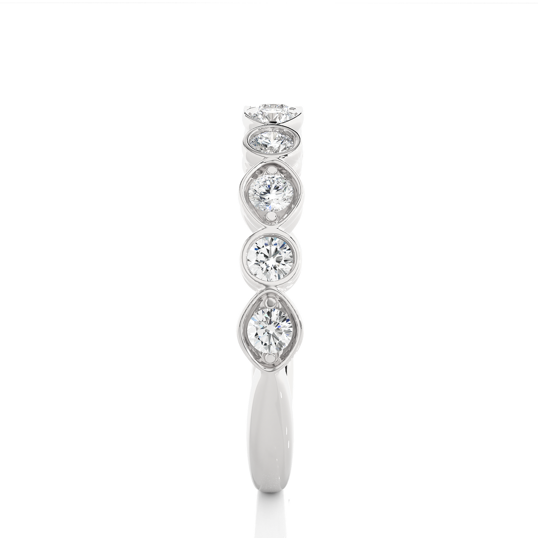0.69 CT Round Cut Lab Grown Diamond Bezel & Prong Set Band  10 Stone IGI Certified