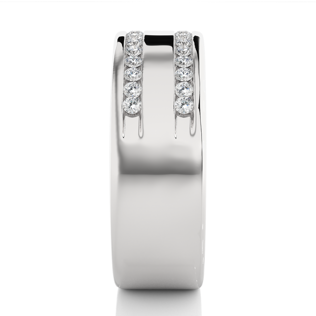 0.46 CT Men’s Two Row Lab Grown Diamond Ring | 30 Stone Gold Band