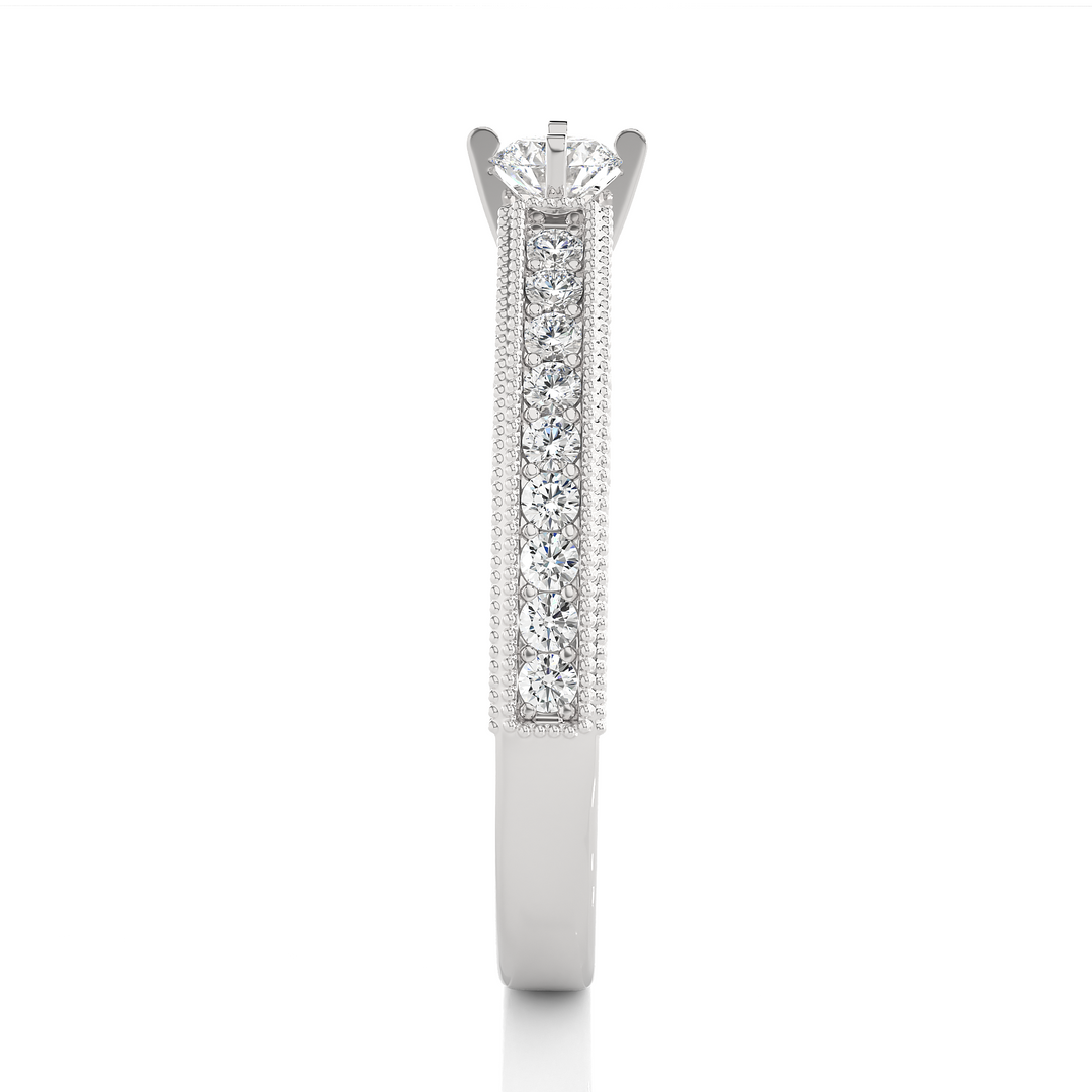 0.48 CTW Round Lab-Grown Diamond Engagement Ring with Milgrain Detailing E-F / VVS-VS