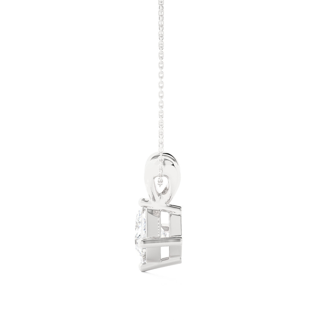 0.50 CT Lab-Grown Diamond Solitaire Pendant Necklace | Princess Cut | 4-Prong | Solid Gold