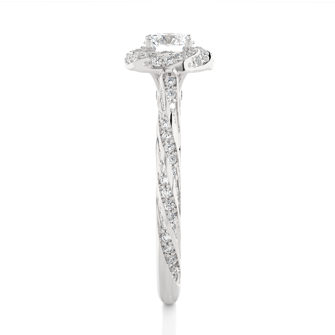 0.95 Carat Vintage Lab-Grown Round Diamond Ring | 100 Stone Classic Design