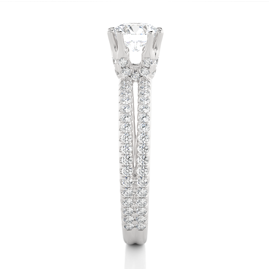 1.32 CTW Lab-Grown Diamond Split Shank Engagement Ring – Round Cut