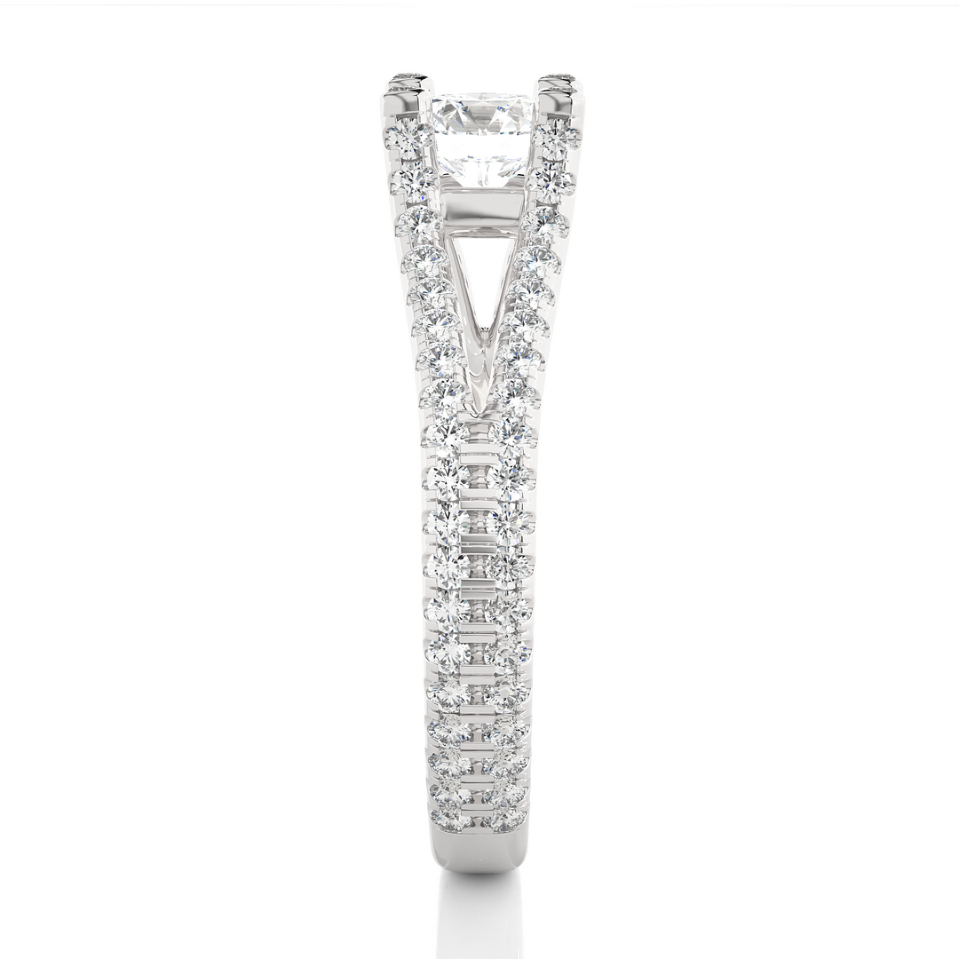 1.08 CTW Round Lab-Grown Diamond Engagement Ring with Split Shank & Hidden Halo E-F / VVS-VS