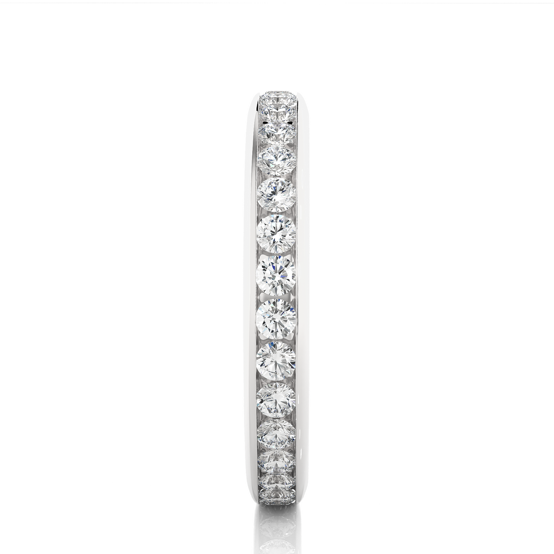 0.96 CT Round Lab Grown Diamond Channel Set Eternity Band | 32 Stone Gold Ring