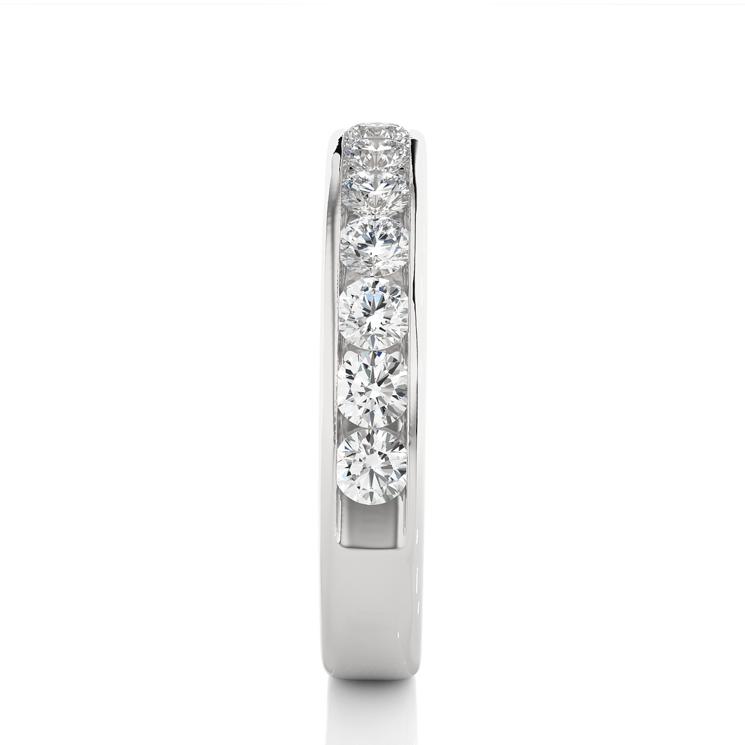 0.96 CT Round Cut Lab Grown Diamond Channel Set Band  13 Stone IGI Certified