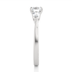 Load image into Gallery viewer, 0.99 CT Round Center with Pear Side Lab Grown Diamond Three Stone Ring | 3 Stone Gold Band
