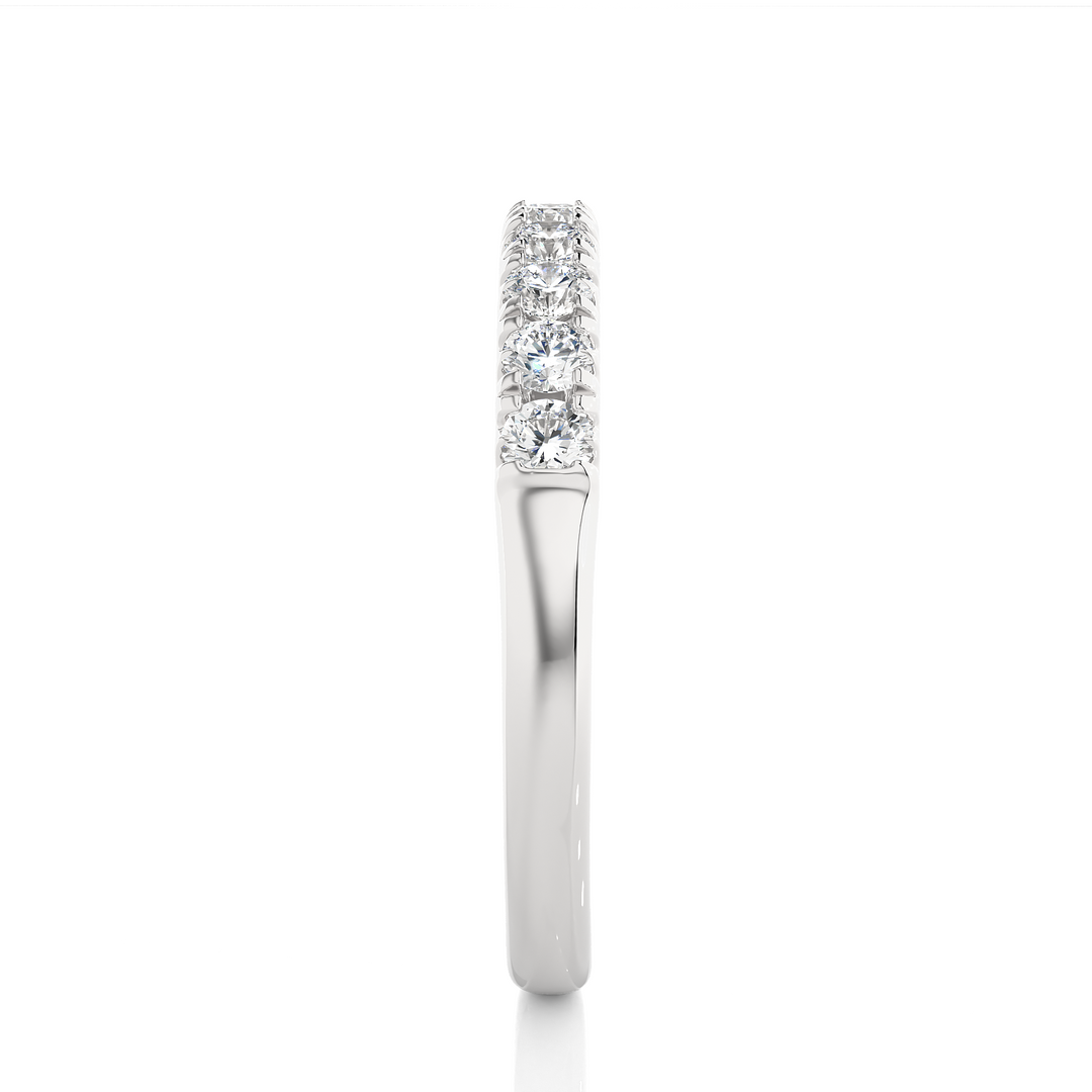 0.47 CT Round Cut Lab Grown Diamond Micro Pave Band  9 Stone IGI Certified