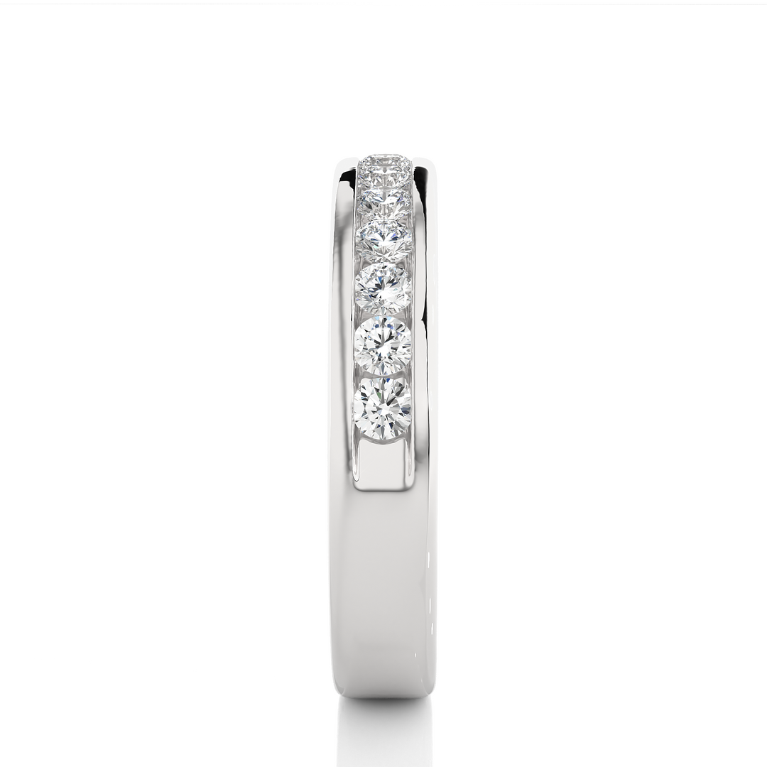0.52 CT Round Cut Lab Grown Diamond Channel Set Band  13 Stone IGI Certified