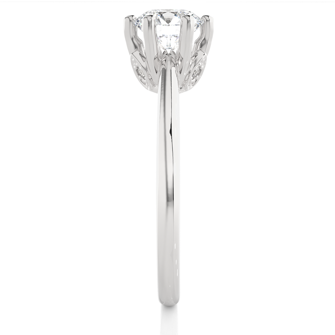 1.05 CT Round Lab Grown Diamond 5 Stone Engagement Ring | Six Prong Gold Band
