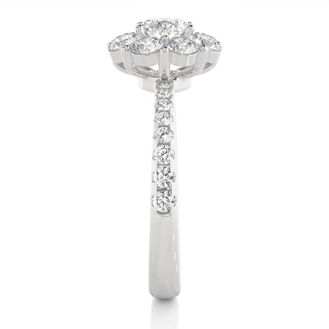 1.64 CT Round Diamond Halo Lab Grown Ring with 25 Stones