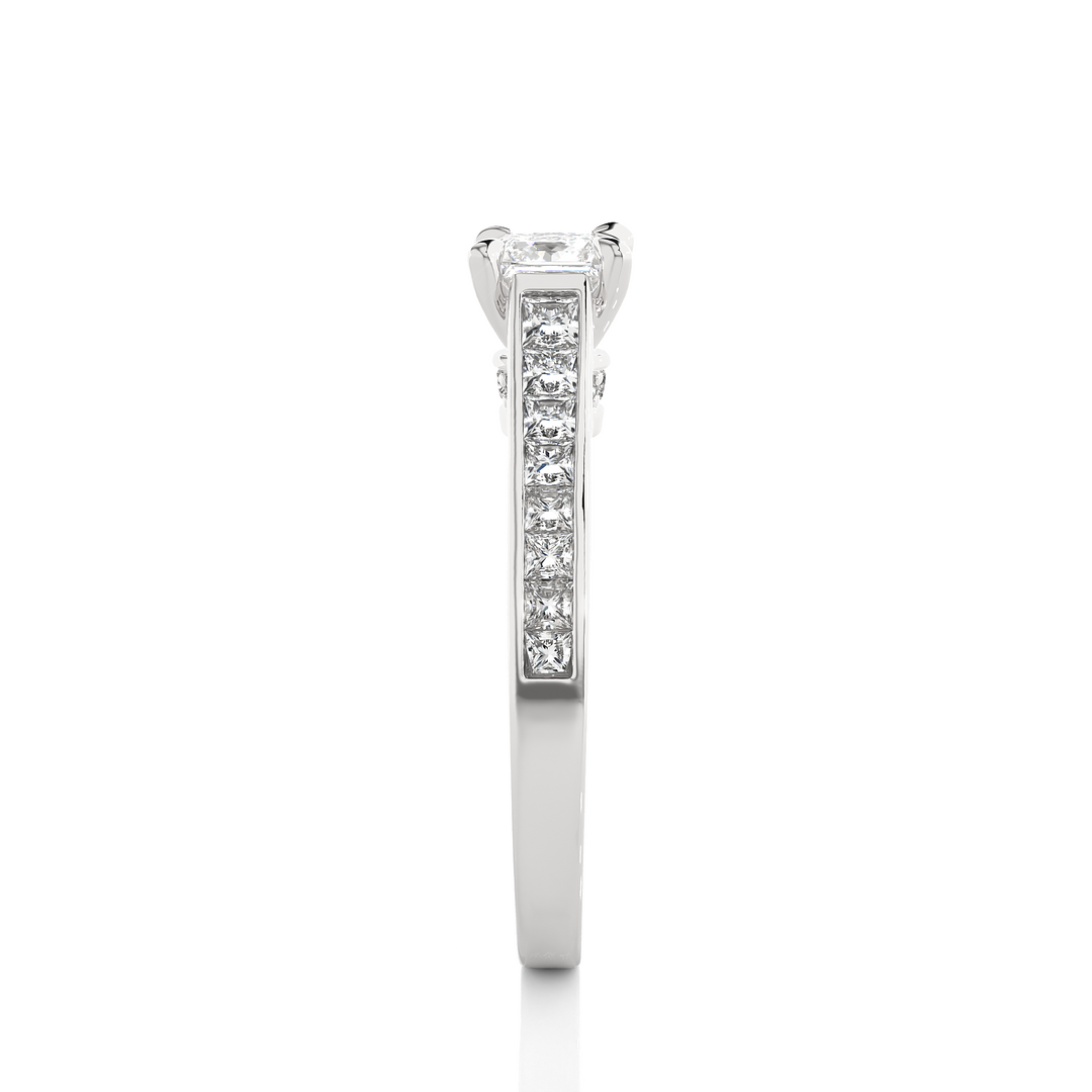 1.27 CTW Princess & Round Lab-Grown Diamond Engagement Ring with Channel & Prong Set E-F / VVS-VS