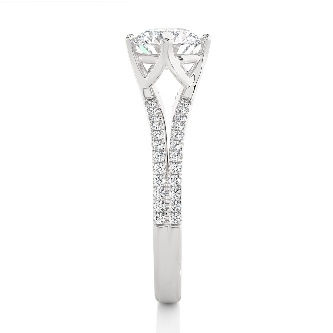 1.34 CTW Round Lab-Grown Diamond Engagement Ring with Split Shank E-F / VVS-VS