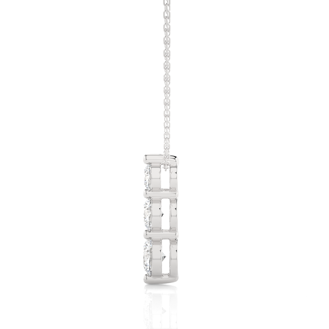 0.84 CT Lab-Grown Diamond Three-Stone Pendant Necklace | Solid Gold | Trio Design