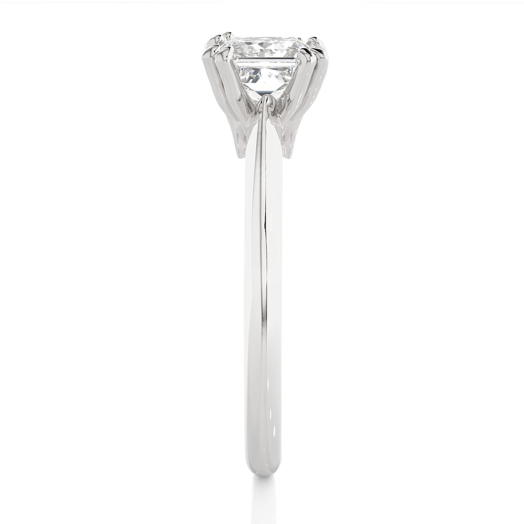 1.38 CT Princess or Round Lab Grown Diamond Engagement Ring | 4 Stone Gold Band