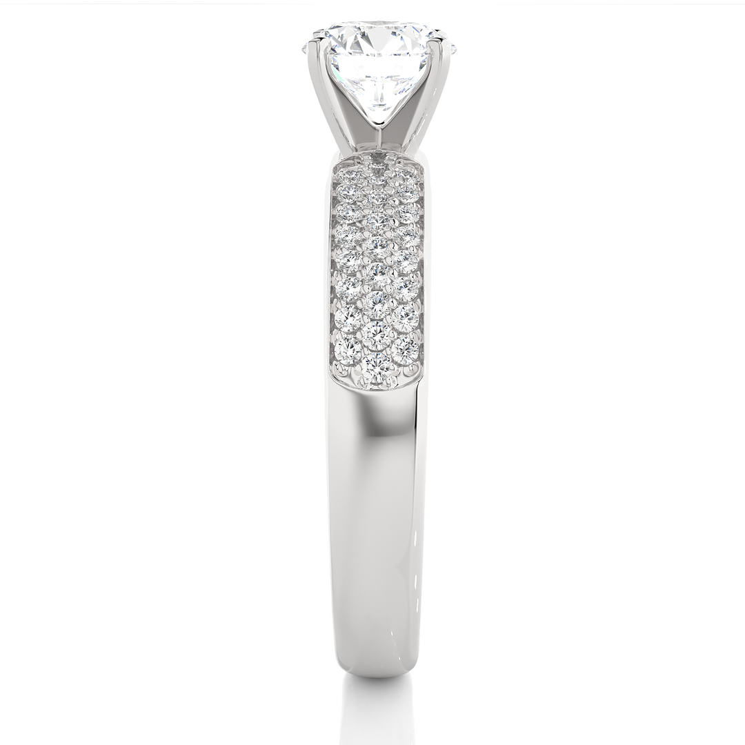 1.02 CTW Round Lab-Grown Diamond Engagement Ring with Pave Set E-F / VVS-VS