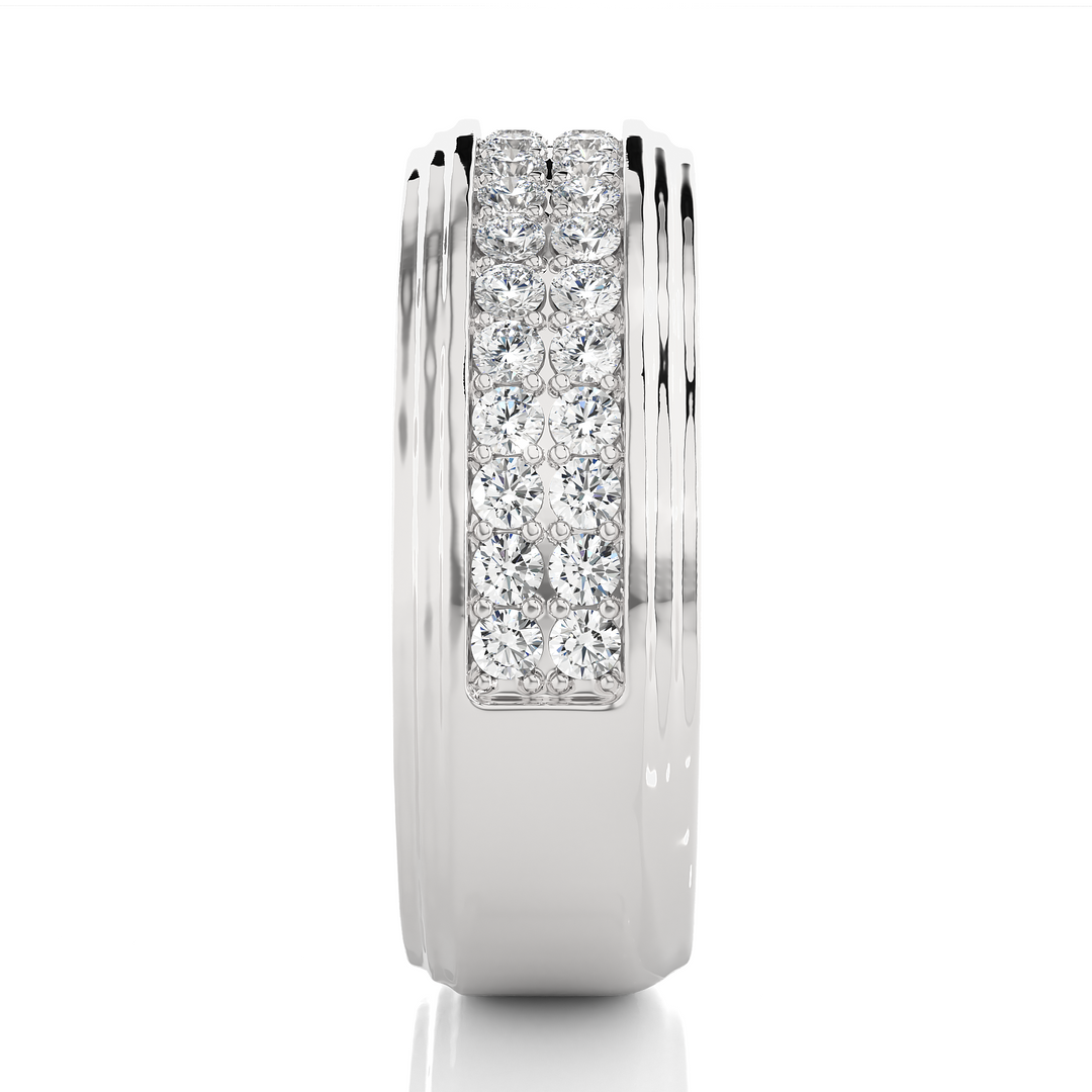 1.03 CT Men’s Two Row Lab Grown Diamond Ring | 40 Stone Gold Band