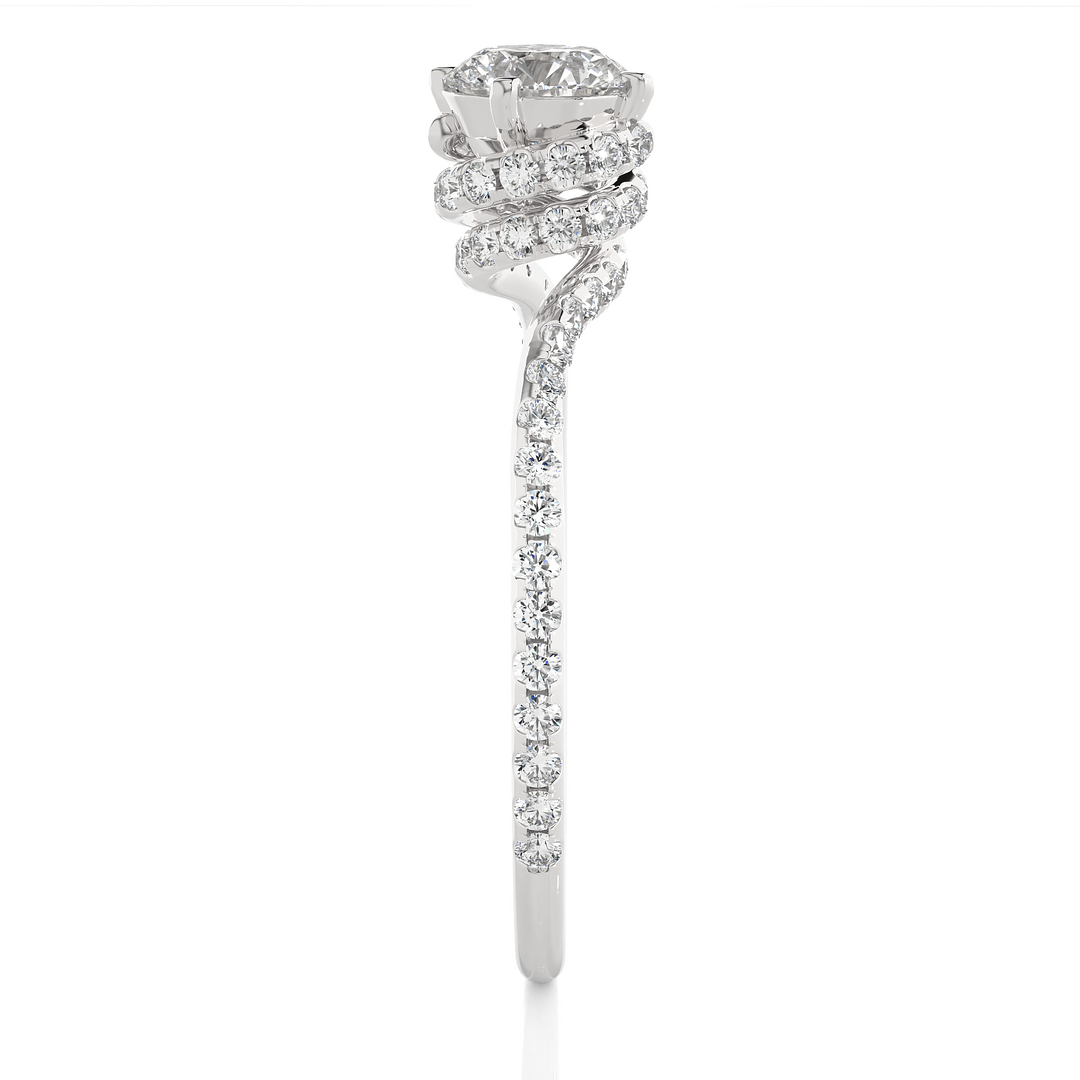 0.84 CTW Round Lab-Grown Diamond Twisted Engagement Ring E-F / VVS-VS