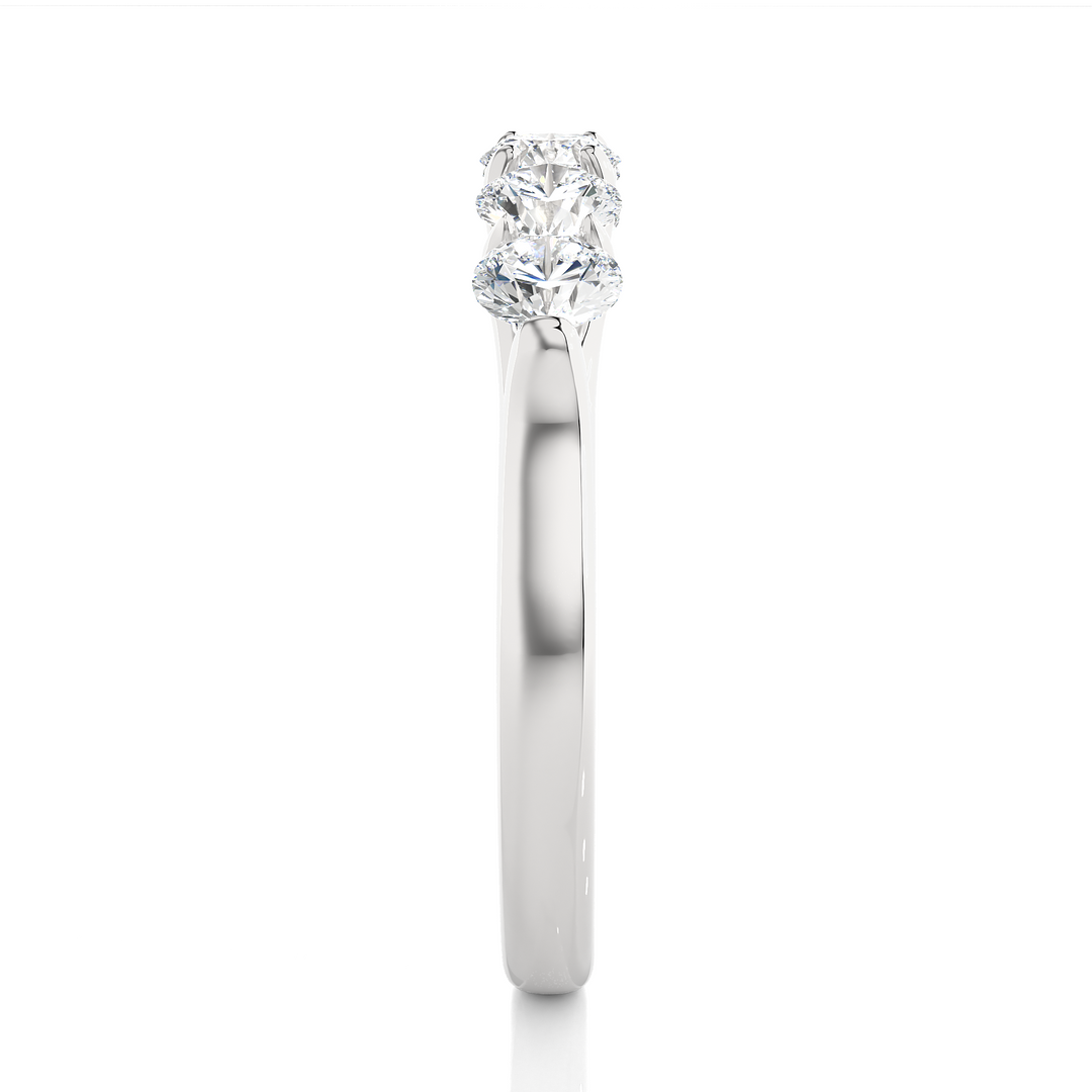 1.03 CT Round Cut Lab Grown Diamond Prong Set Band  5 Stone IGI Certified