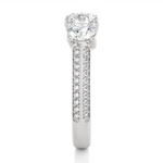 Load image into Gallery viewer, 2.23 CT Round Center with Round Side Lab Grown Diamond Three Stone Ring | 43 Stone Gold Band
