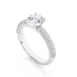 Load image into Gallery viewer, 1.53 CTW Round Lab-Grown Diamond Engagement Ring with Three-Row Micropave Set E-F / VVS-VS
