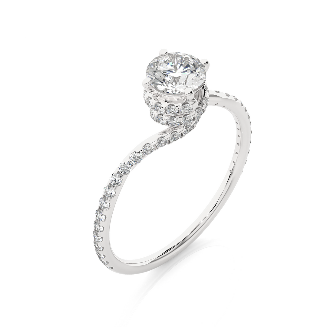 0.84 CTW Round Lab-Grown Diamond Twisted Engagement Ring E-F / VVS-VS