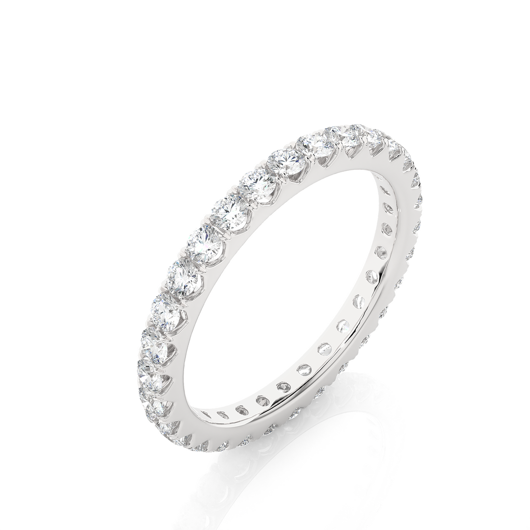 1.04 CT Round Lab Grown Diamond Micro Pave Eternity Ring | 30 Stone Gold Band