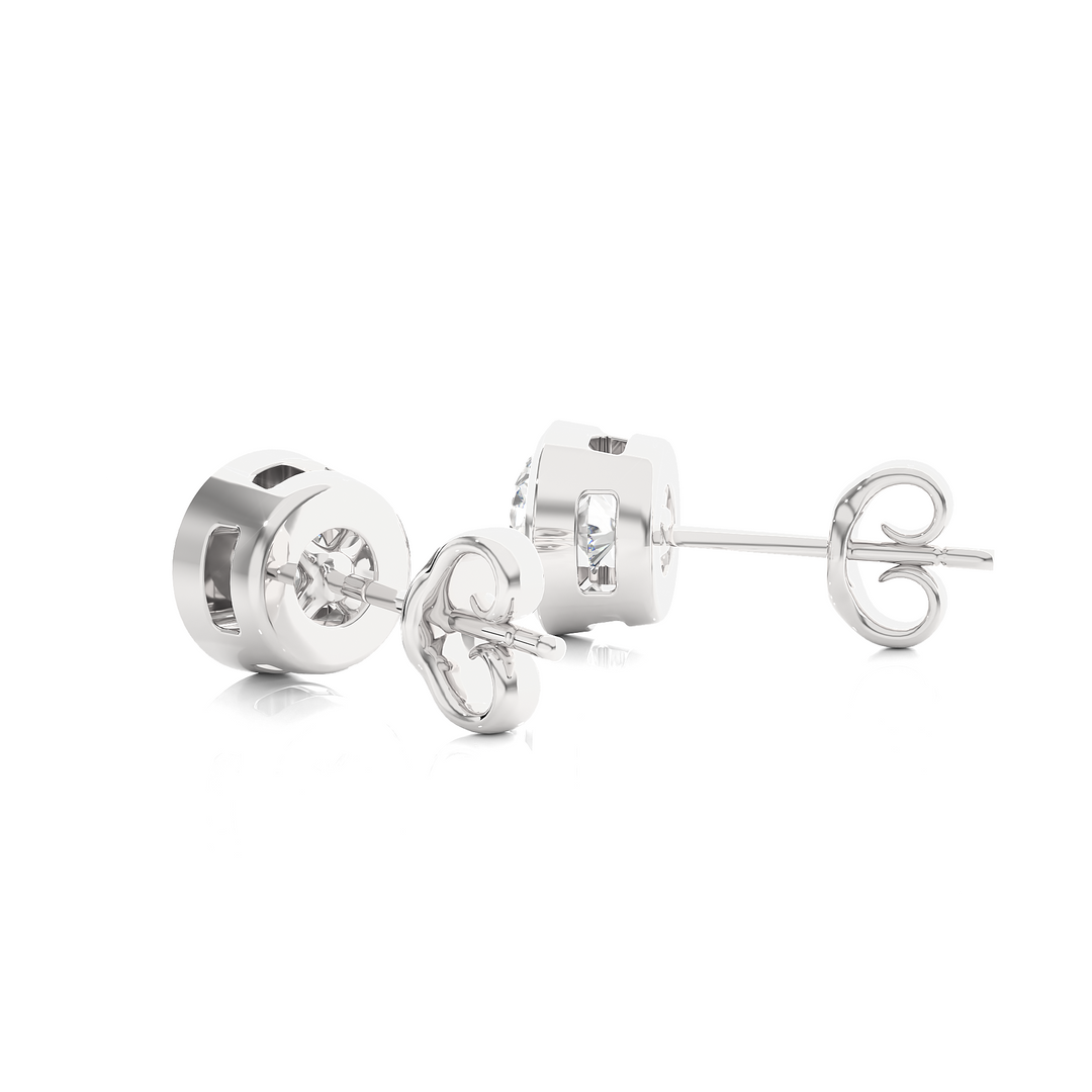 1.00 CTW Round Cut Lab-Grown Diamond Bezel Set Push Back Earrings