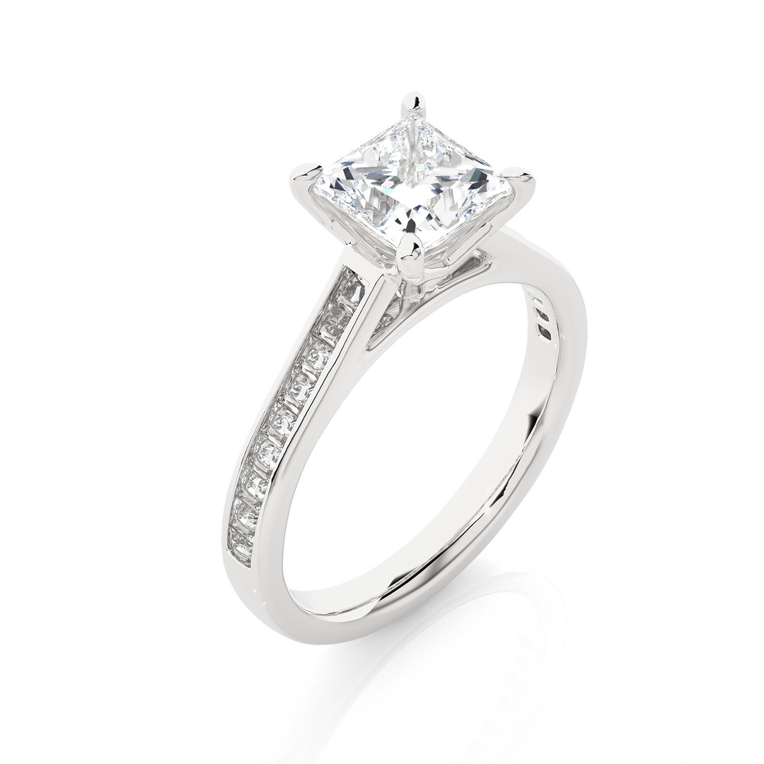 1.95 CTW Princess Cut Lab-Grown Diamond Channel Set Engagement Ring E-F / VVS-VS