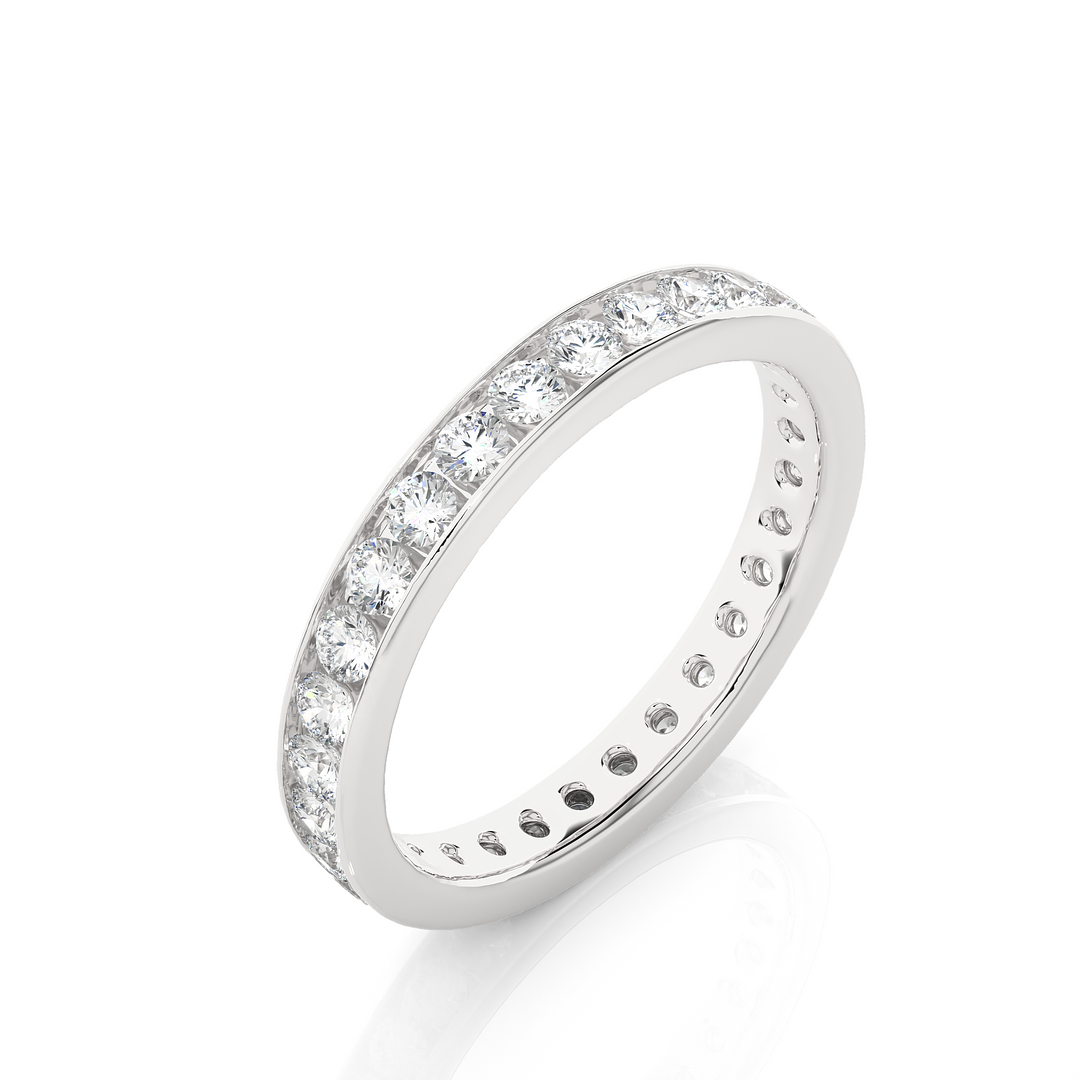 1.04 CT Round Lab Grown Diamond Channel Set Ring | 30 Stone Gold Band