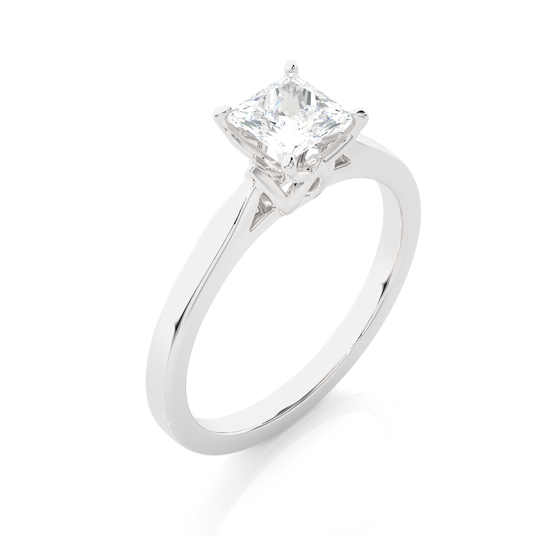 0.57 CT Princess Cut Lab Grown Diamond Solitaire Engagement Ring | Gold Band