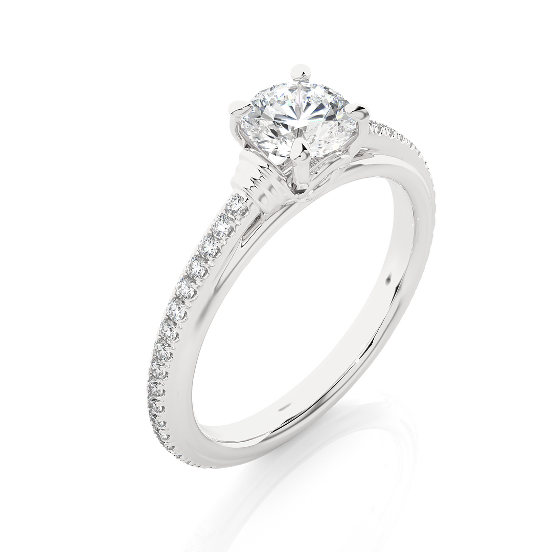 1.26 CTW Round Lab-Grown Diamond Engagement Ring with Rope-Style Sides E-F / VVS-VS