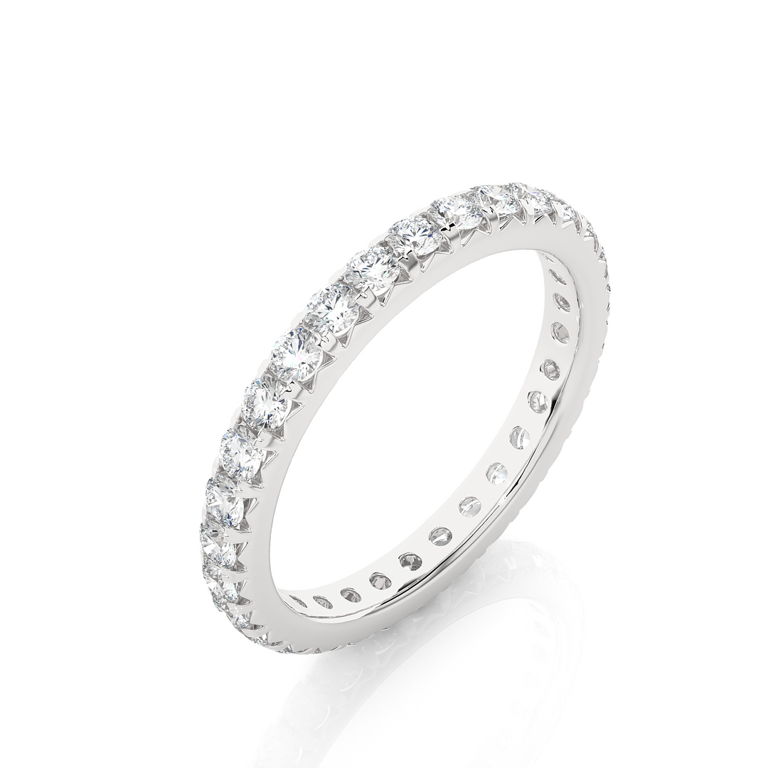 1.04 CT Round Lab Grown Diamond Micro Pave Eternity Band | 30 Stone Gold Ring