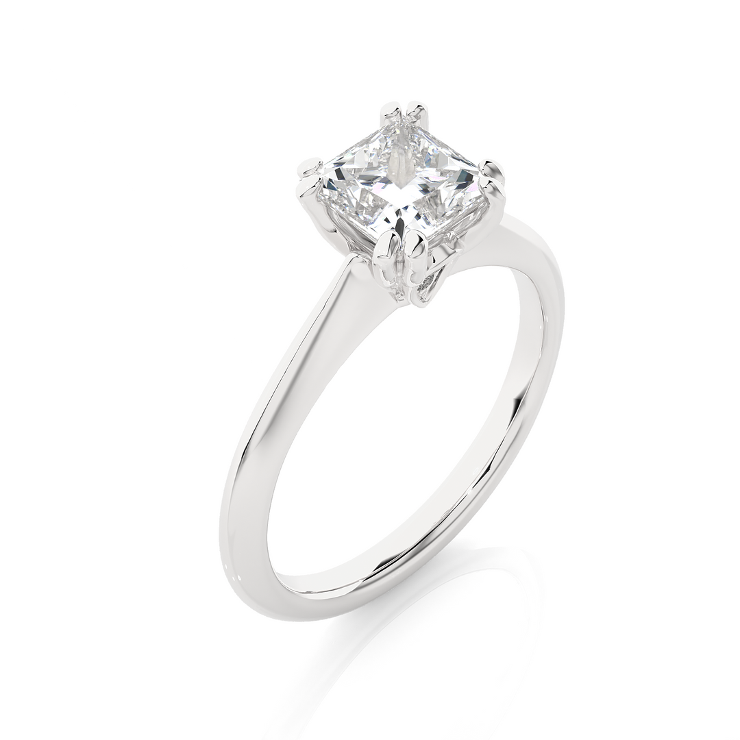 1.38 CT Princess or Round Lab Grown Diamond Engagement Ring | 4 Stone Gold Band