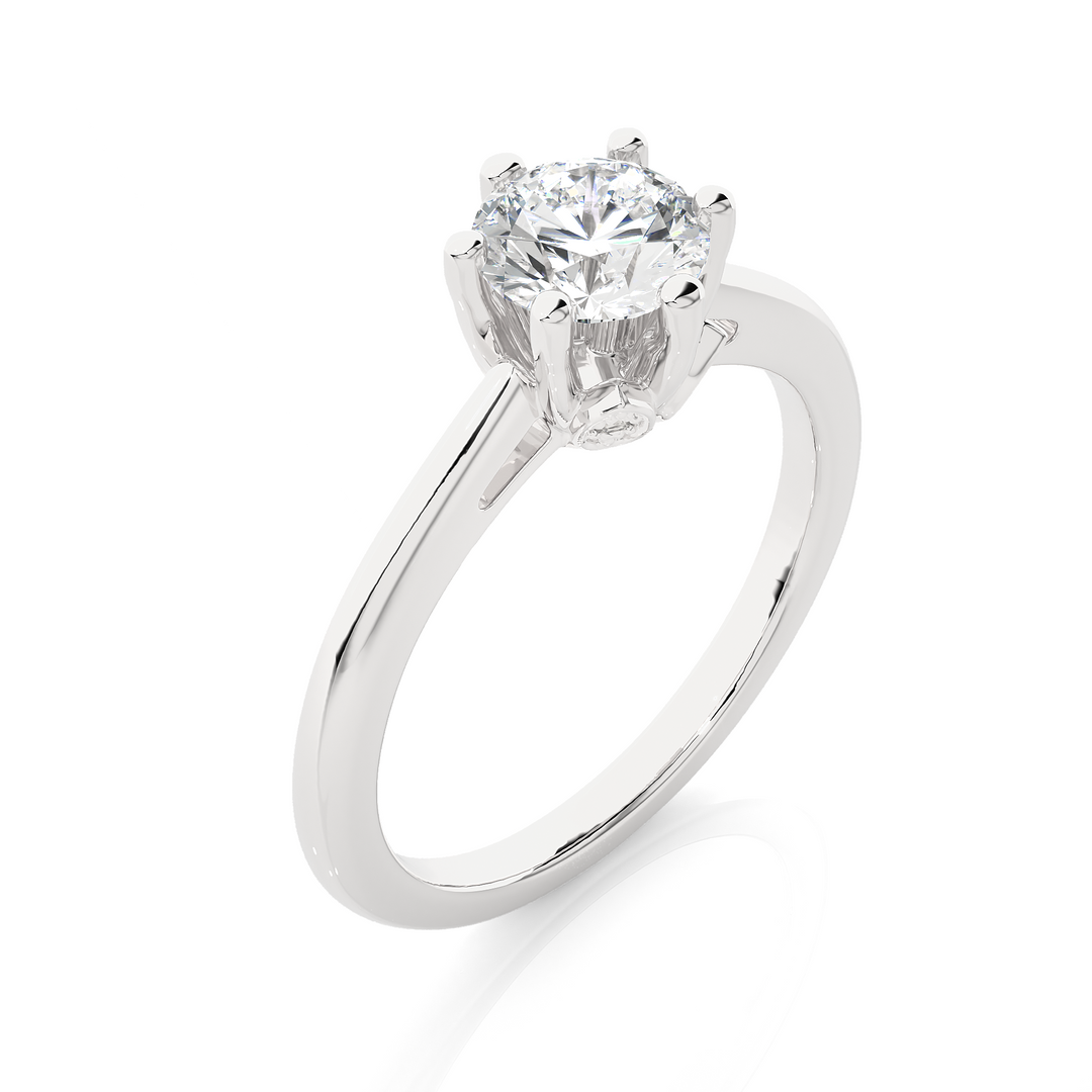 1.05 CT Round Lab Grown Diamond 5 Stone Engagement Ring | Six Prong Gold Band