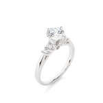 Load image into Gallery viewer, 0.69 CTW Round Lab-Grown Diamond Engagement Ring with Claw &amp; Bezel Set E-F / VVS-VS

