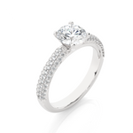Load image into Gallery viewer, 1.53 CTW Round Lab-Grown Diamond Engagement Ring with Three-Row Micropave Set E-F / VVS-VS
