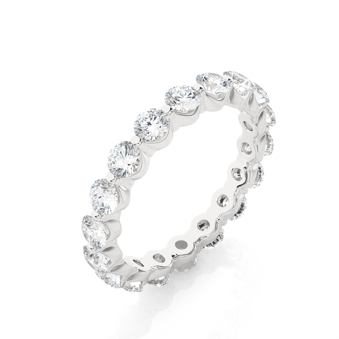2.01 CT Round Lab Grown Diamond Bar Set Eternity Ring | 18 Stone Gold Band