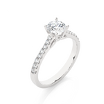 Load image into Gallery viewer, 0.85 CTW Round Lab-Grown Diamond Engagement Ring with Claw, Bezel &amp; Micropave Set E-F / VVS-VS
