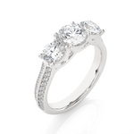 Load image into Gallery viewer, 2.23 CT Round Center with Round Side Lab Grown Diamond Three Stone Ring | 43 Stone Gold Band
