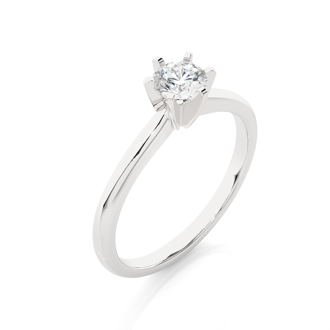 0.41 CT Round Lab Grown Diamond Solitaire Engagement Ring | Four Prong Gold Band