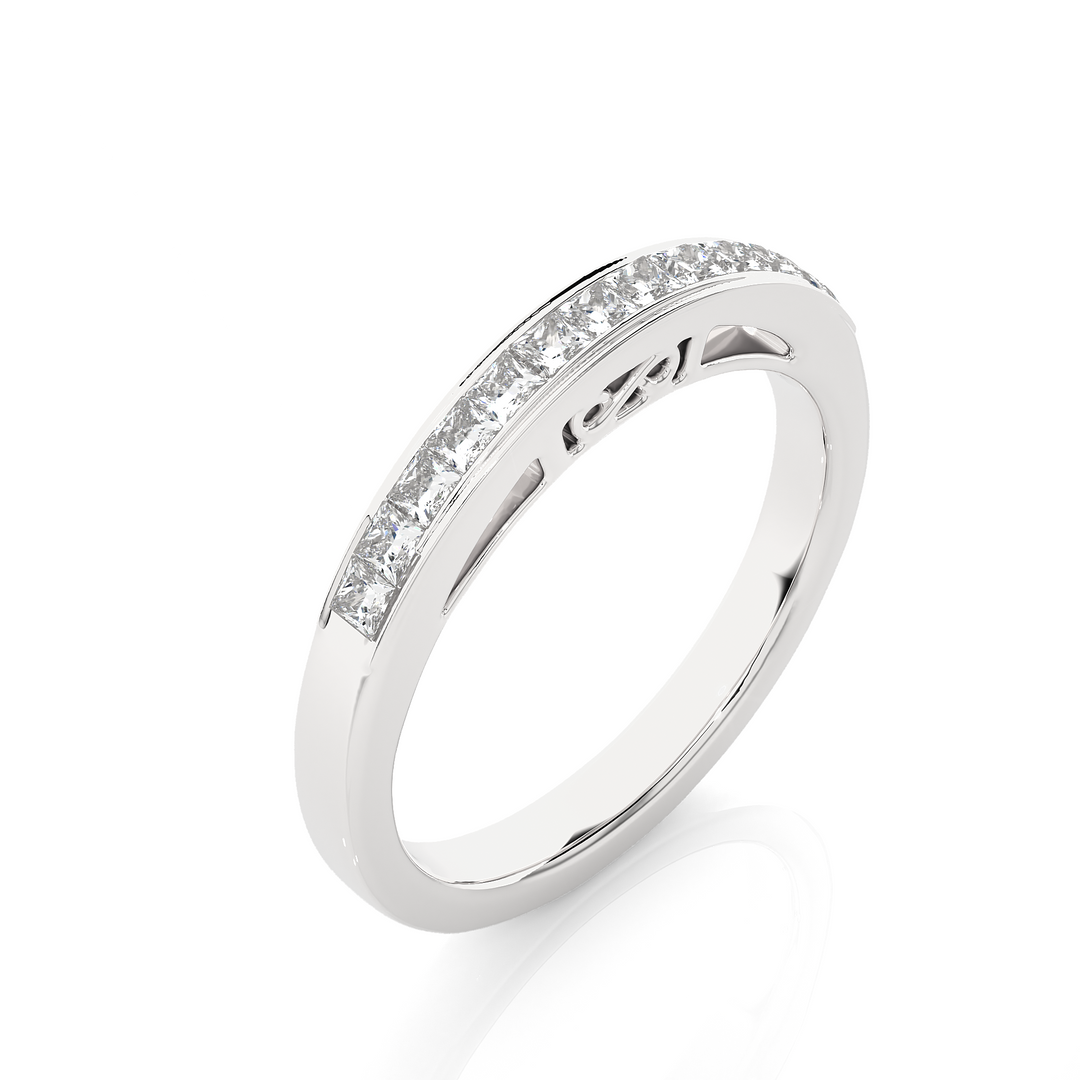 0.32 CT Princess Cut Lab Grown Diamond Channel Set Band  13 Stone IGI Certified
