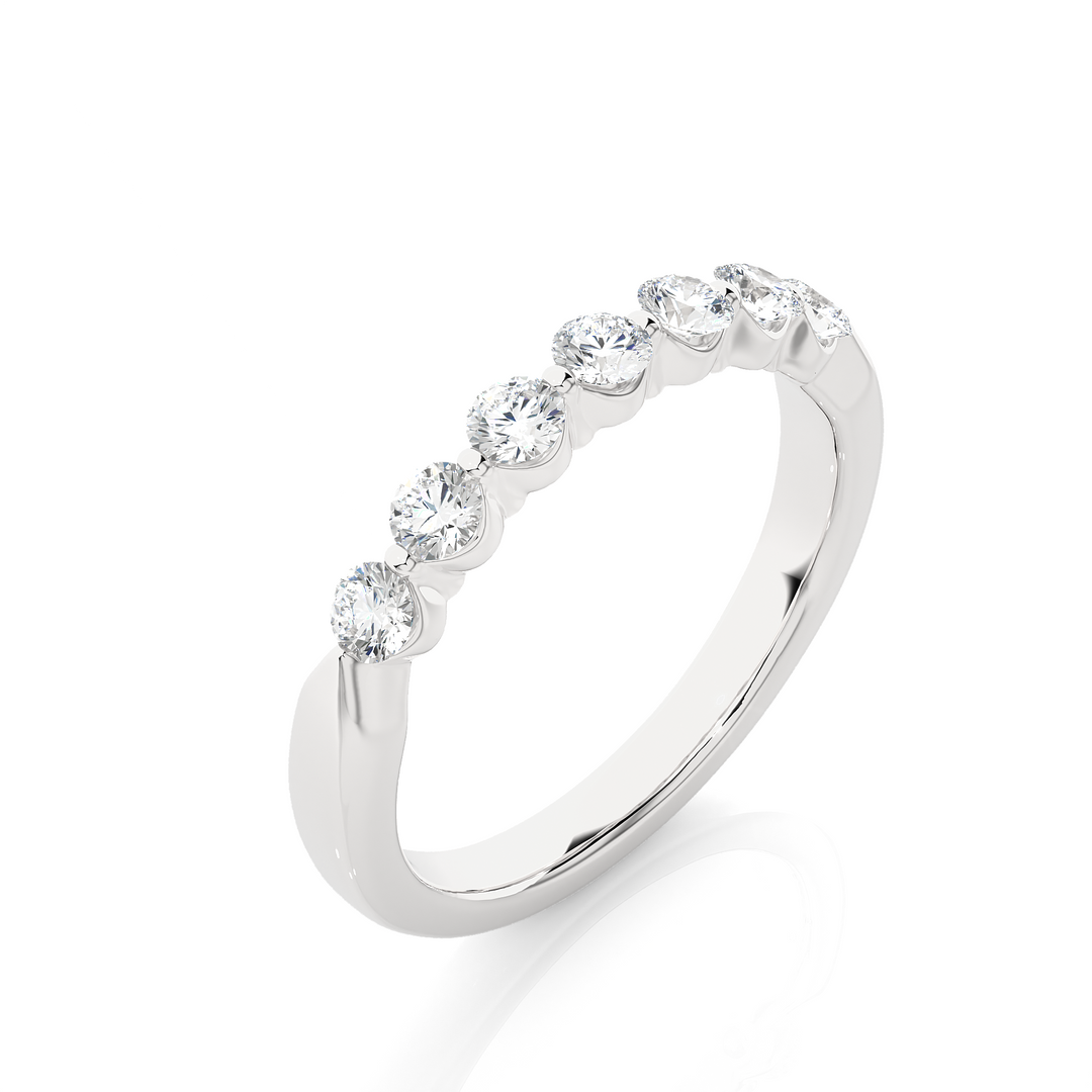 0.52 CT Round Cut Lab Grown Diamond Bar Set Band  7 Stone IGI Certified