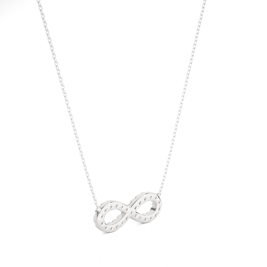0.39 CT Lab-Grown Diamond Infinity Pendant Necklace | Solid Gold | 25 Round Diamonds