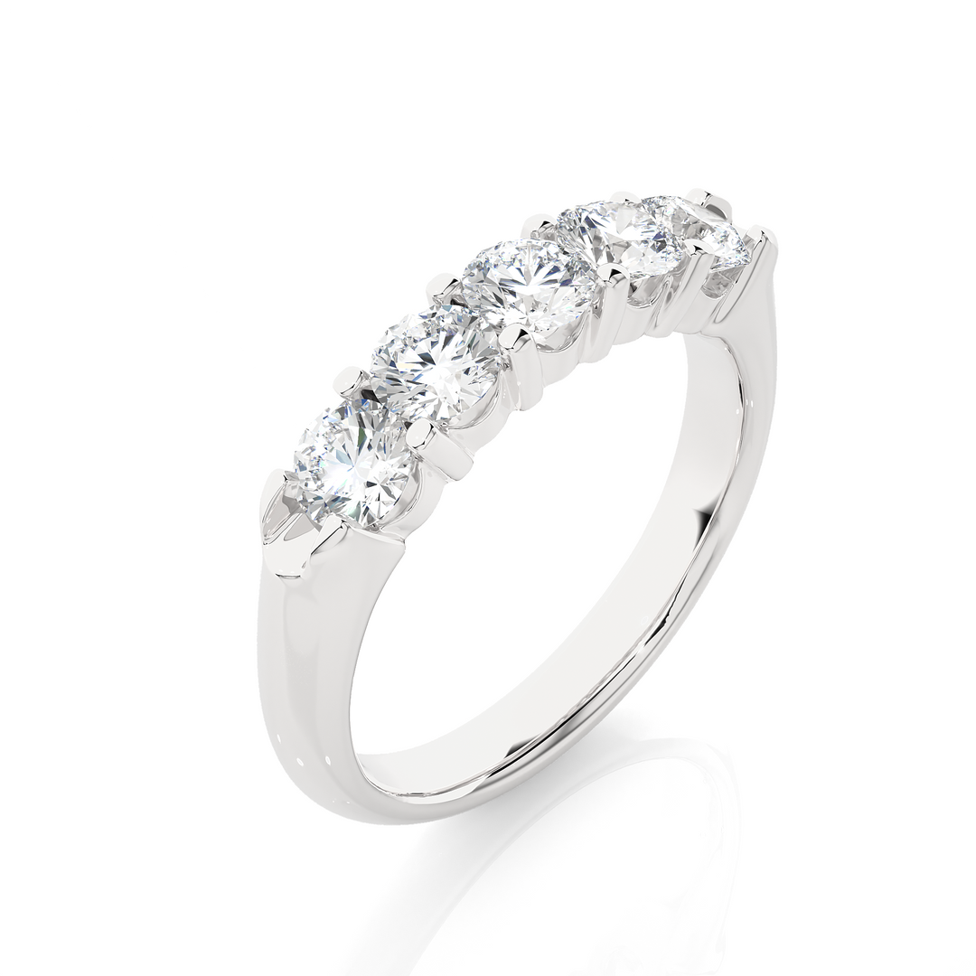 1.11 CT Round Cut Lab Grown Diamond Band  5 Stone IGI Certified