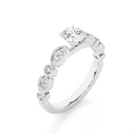 Load image into Gallery viewer, 0.67 CT Round Lab Grown Diamond Vintage Milgrain Ring | 13 Stone Gold Band
