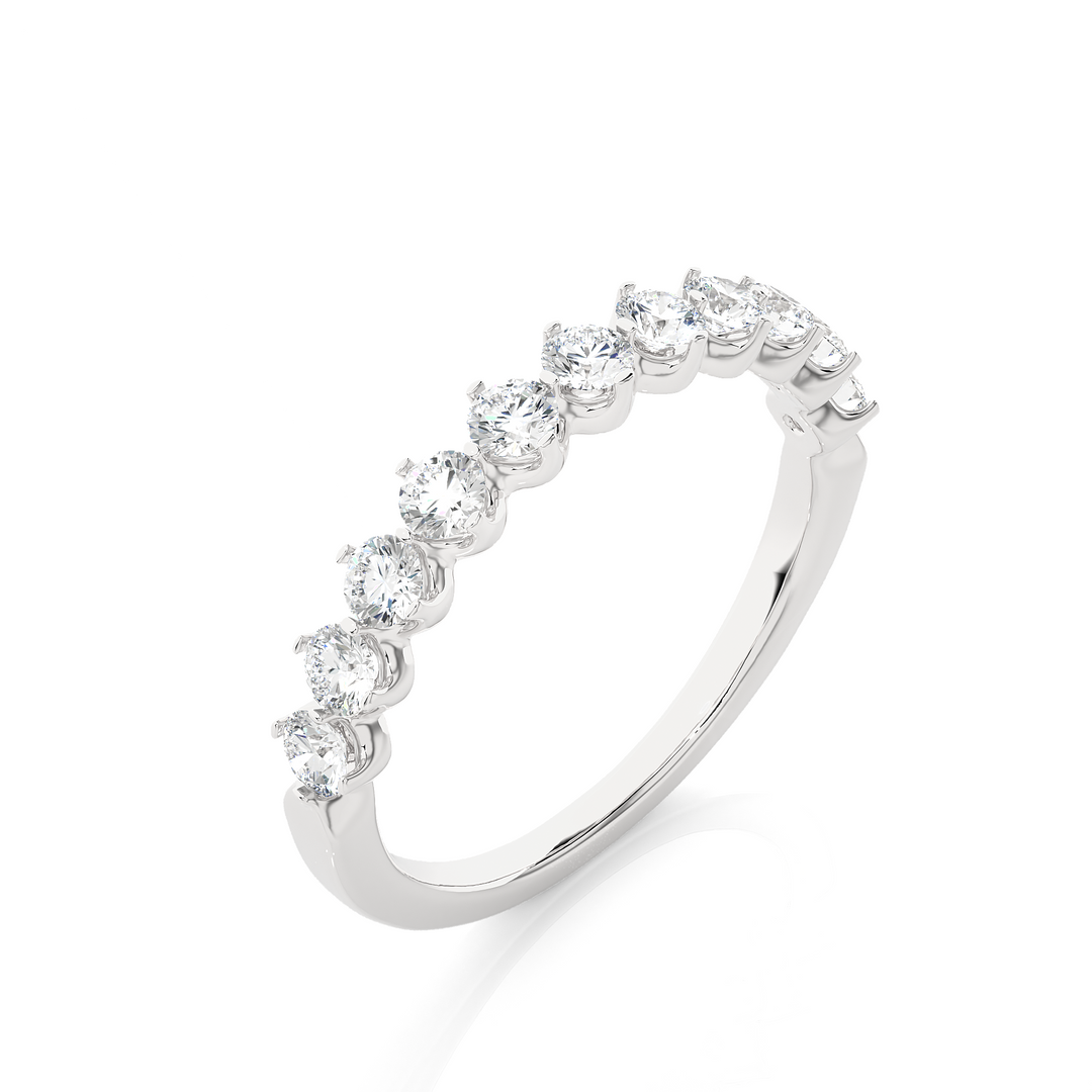 0.57 CT Round Cut Lab Grown Diamond Prong Set Band  11 Stone IGI Certified