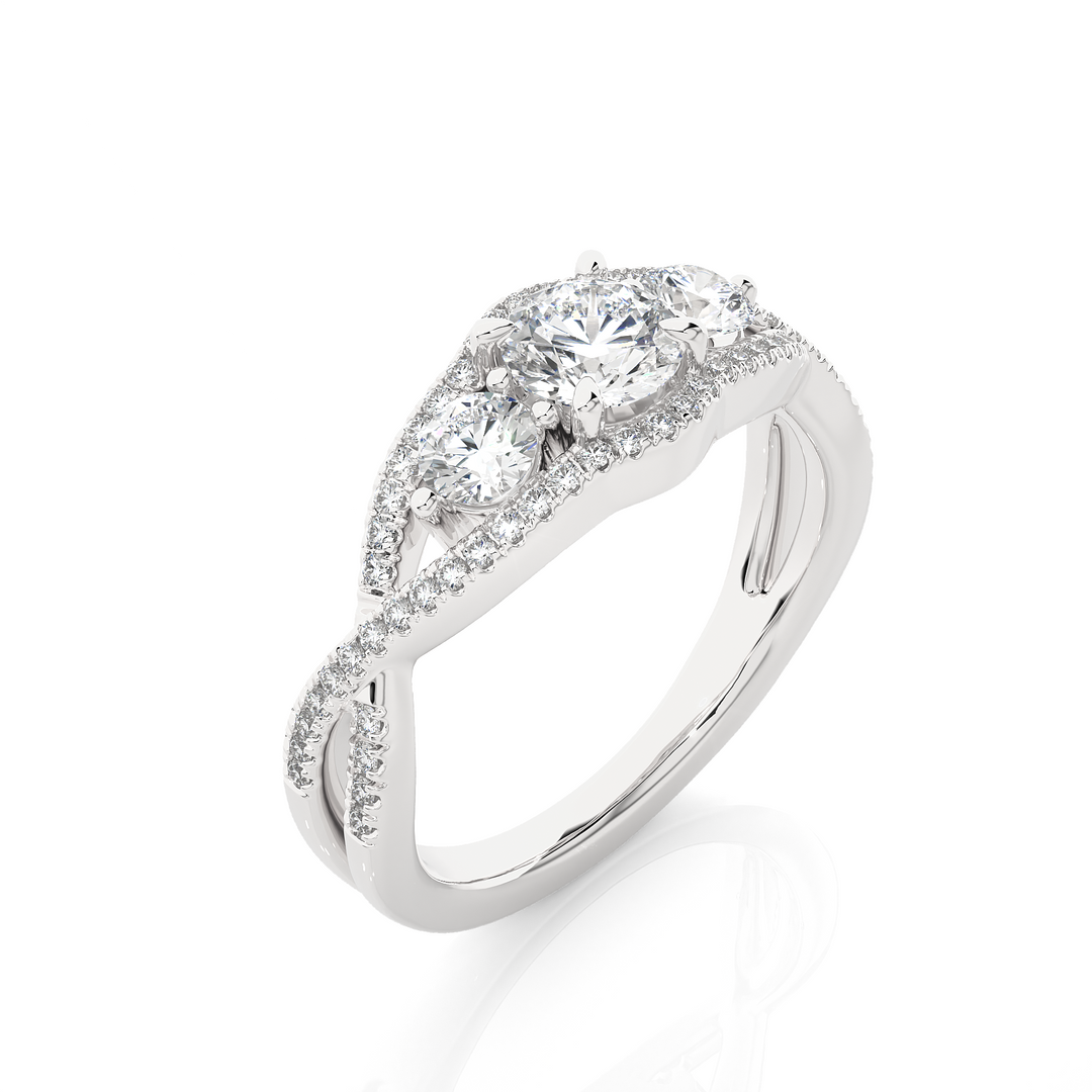 1.07 Carat Three Stone Lab-Grown Diamond Ring | Round Cut Engagement Ring
